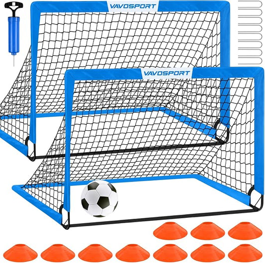 Kids Soccer Goals for Backyard Set - 2 of 4' x 3' Portable Soccer Goal Training Equipment, Pop Up Toddler Soccer Net with Soccer Ball, Soccer Set for Kids and Youth Outdoor Games, Sports, Play