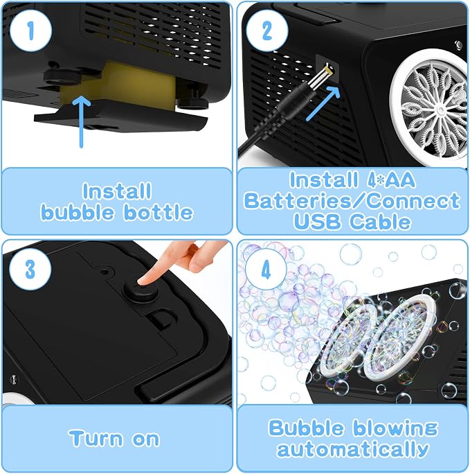Bubble Machine,PANACARE Portable Automatic Bubble Blower.20000+ Bubbles per mins.Bubble Maker for Parties.Best Gifts for Kids and Toys for Pets.