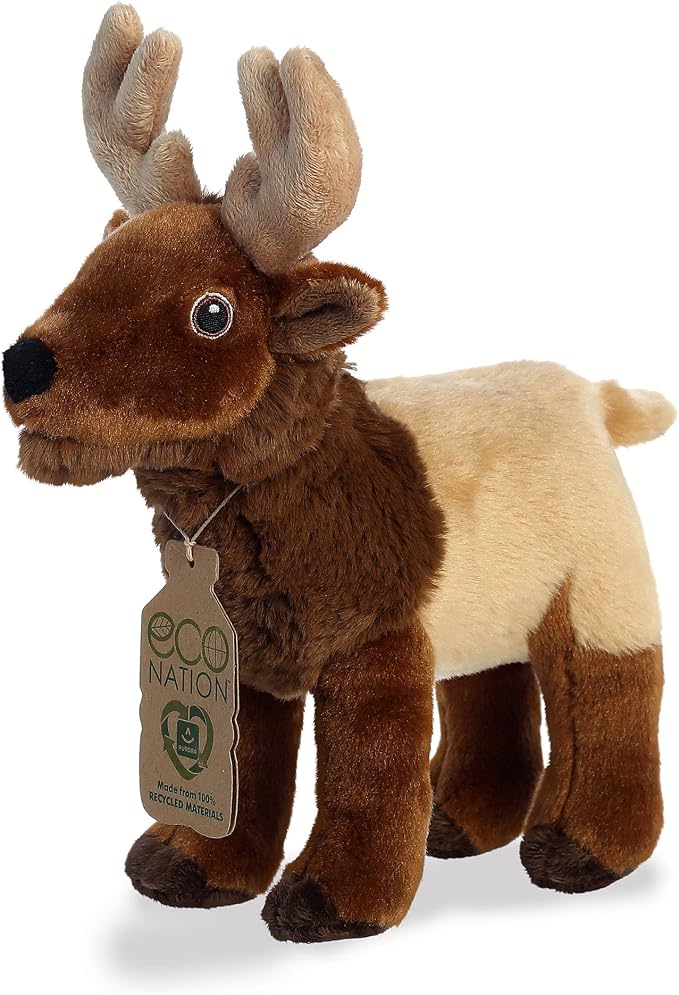 Aurora® Responsibly Made Eco Nation™ Elk Stuffed Animal - Ideal for Playtime Adventures - Perfect for Birthdays or Just Because - Brown 8.5 Inches