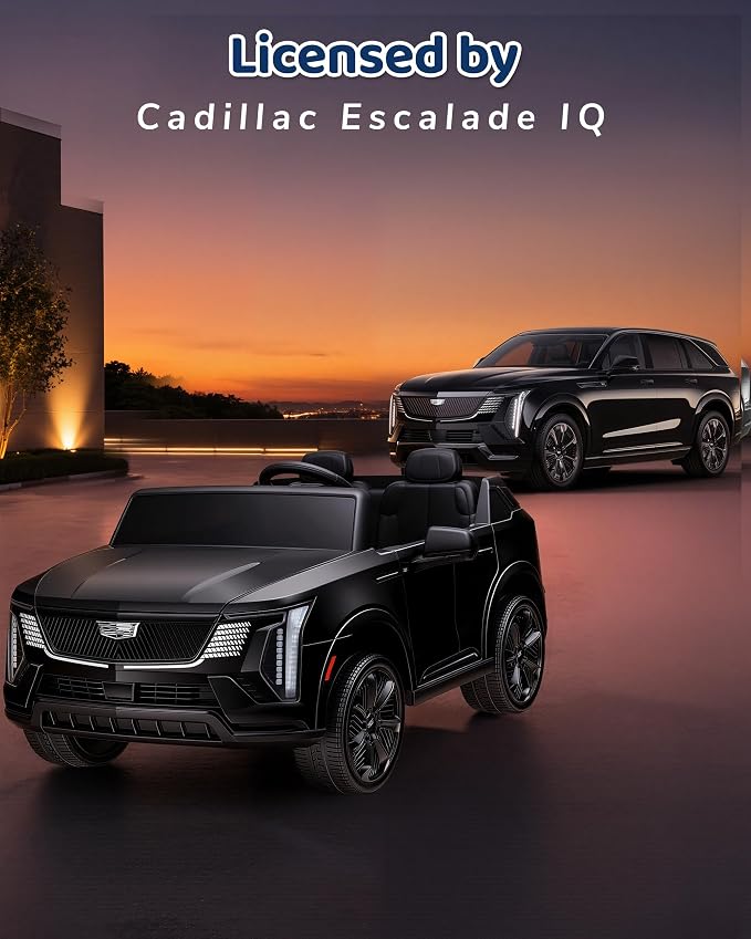 Firstness 2 Seater Ride on Car for Kids 24V Licensed Cadillac Escalade IQ Powered Wheels with Remote Control 400W Electric Ride on Toy with 3 Speed Light Music 7AH Battery Car for Kids Ages 3-8, Black