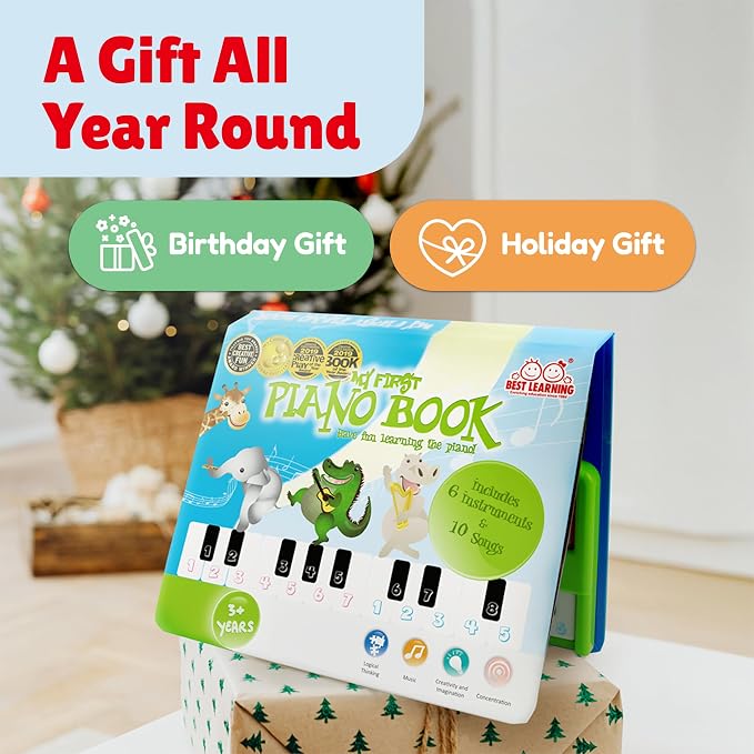 BEST LEARNING My First Piano Book — Award-Winning 20-Key Toy Piano for Toddlers and Kids Ages 3-8 — 10 Nursery Rhymes, 6 Instrument Sounds, Record & Playback — Educational Music Birthday Gift
