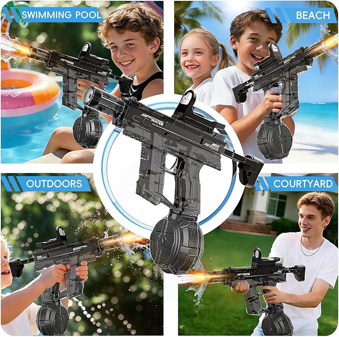 Electric Squirt Water Gun for Adult & Kids, Automatic Water Blaster Toy with Battery Powered, Long Range & High Capacity, Powerful Water Pistol for Outdoor Pool Beach Backyard Play Water Game