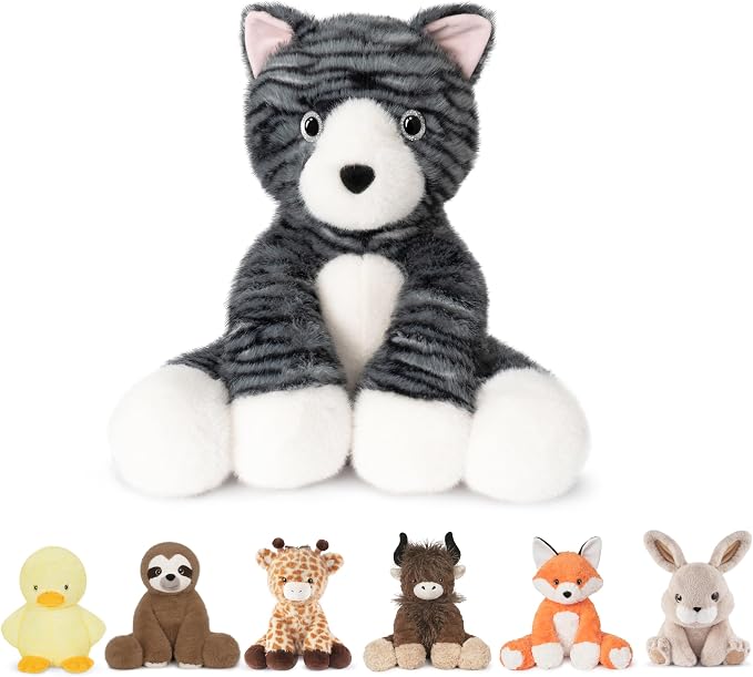 Niuniu Daddy 14" | 3.5 Pound Cat Weighted Stuffed Animals for Kids & Adults, Large Weighted Plush Pillow for Sleeping Calming, Cute Sitting Plush Toy Huggable Gift for Everyday Comfort