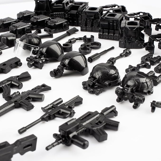Weapons Pack Military Weapons Accessories Chicken Gear Weapon Parts Toys Military Equipment Battle Blocks Bricks Compatible with Major Brand, 3 Years Old and up, Us Weapons(88pcs)
