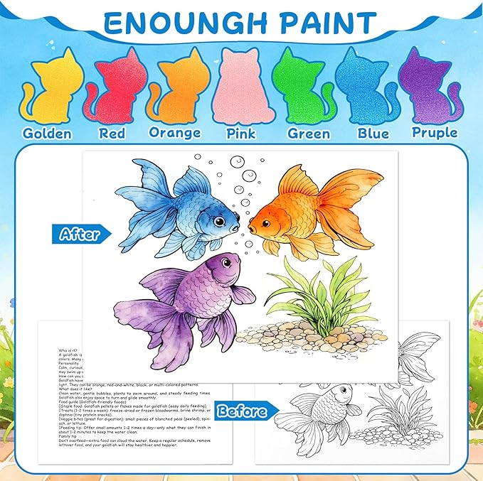 Paint with Water Coloring Books for Kids, Pet Themed Watercolor Painting Kit Painting Activity for Children, Creative Arts Crafts Drawing Gift Toy for Boys & Girls Ages 3-12
