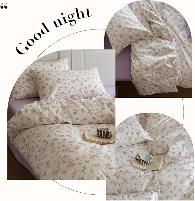 LifeTB Botanical Floral Comforter Set Twin XL Cute Garden Floral Bedding Comforter with 2 Pillowcases Soft Fluffy Pink Purple Flowers Comforter Vintage Style Botanical Comforter Set for Girls Women