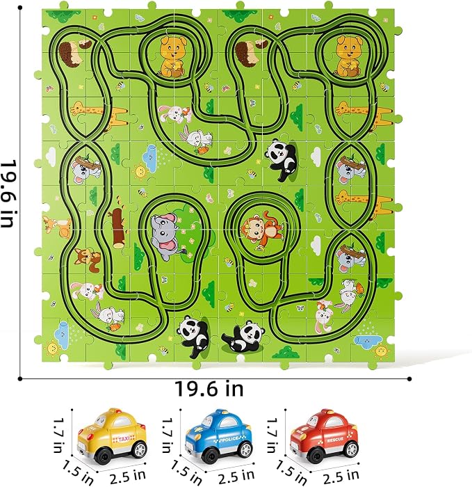 Bennol Toddler Car Toys Gifts for 2 3 4 5 Year Old Boys 73PCS Jigsaw Puzzle Race Track Car Set Toys for Kids Toddlers 1-3 2-4 3-5 4-6 Puzzle Race Car Tracks Birthday Gifts for 2 3 4 5 Year Old Boy