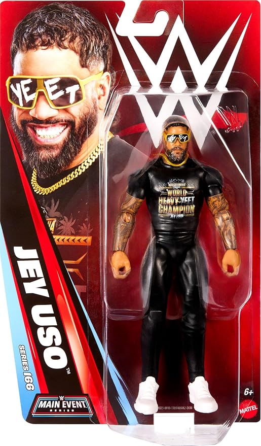 Mattel WWE Jey USO Action Figure, Main Event Series #166, 6-inch Collectible Superstar with 14 Articulation Points & Life-Like Look
