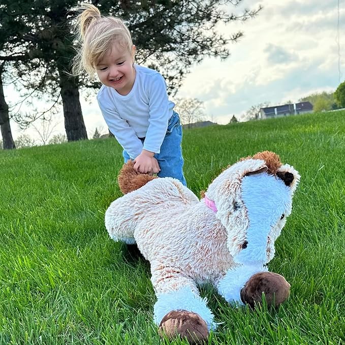 Tezituor 3ft Large Realistic Horse Stuffed Animal, 35 Inches Big Stuffed Pony Plush Toys for Boys Girls, Hugging Soft Horse Plush Body Pillow Christmas Birthday Gift