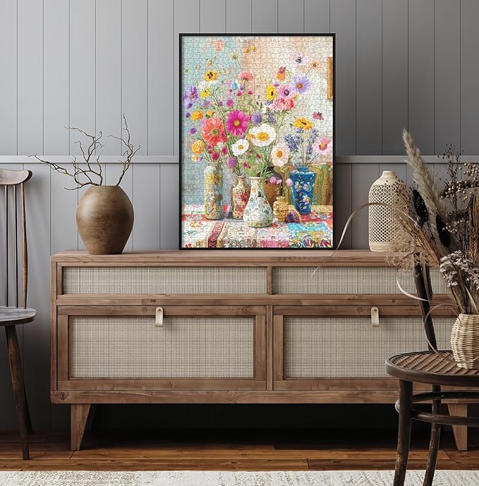 Puzzles for Adults 1000 Pieces Flowers, Puzzle 1000 Pieces, 1000 Piece Puzzle for Adults Suitable for Home Décor with 1:1 Poster Dust Free Jigsaw Puzzles (27.5"X19.6")