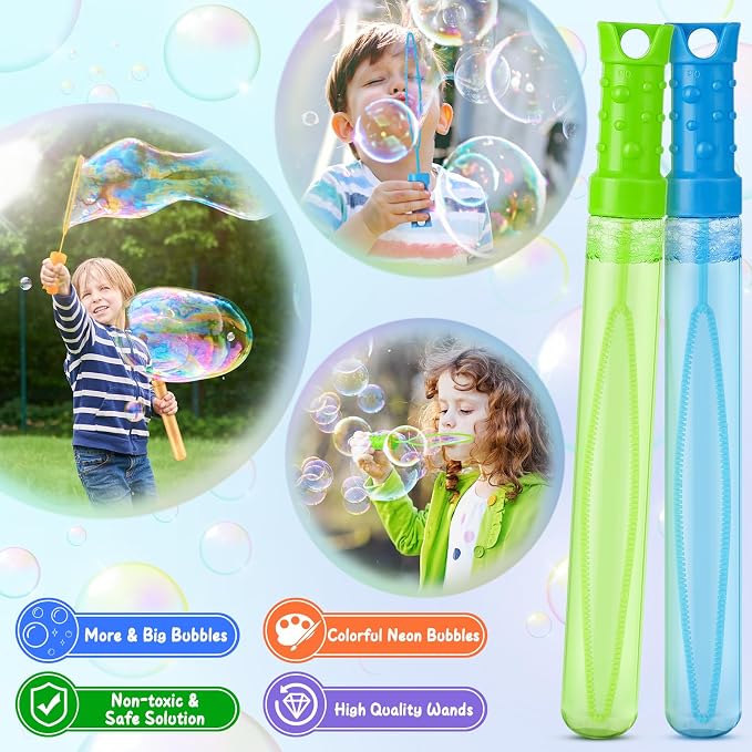 60 Pack Big Bubble Wands Bulk in 6 Colors,Ideal for Easter, Summer, Halloween, Valentine, Classroom Prizes