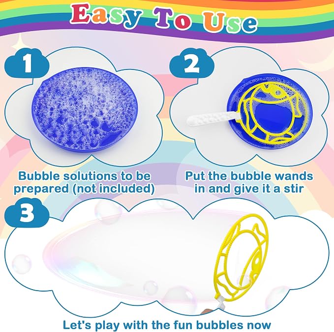 Giant Bubble Wand Kit, 24 Pcs Big Bubble Wands Set with Tray Funny Bubble Maker for Kids Summer Outdoor Birthday Party Favors Gifts