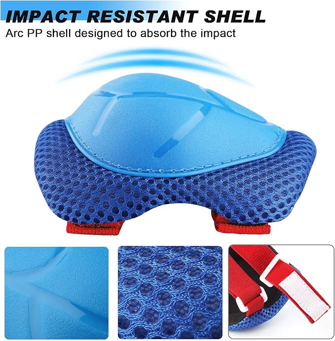 Wemfg Kids Protective Gear Set Knee Pads for Kids 3-14 Years Toddler Knee and Elbow Pads with Wrist Guards 3 in 1 for Skating Cycling Bike Rollerblading Scooter