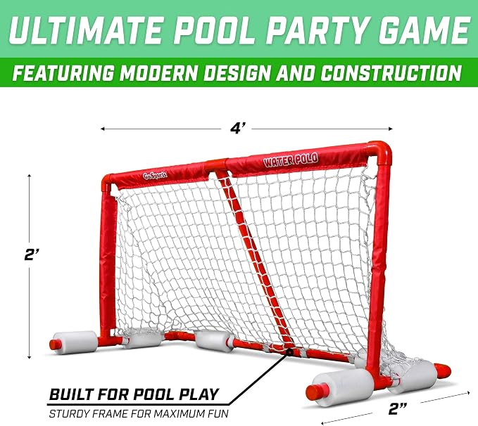 GoSports Floating Water Polo Game Set - Must-Have Summer Pool Game Includes Goal and 3 Balls
