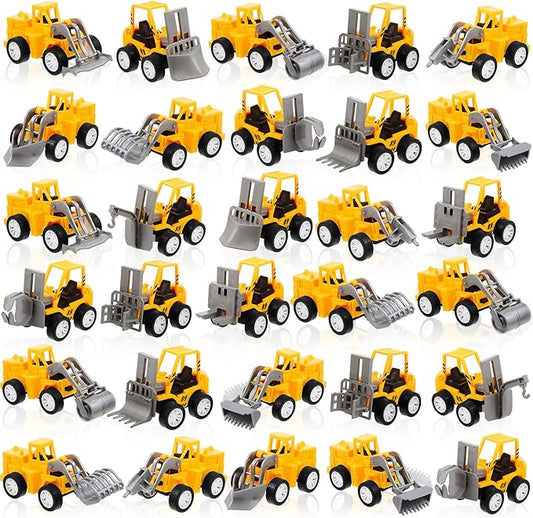 12 Pcs Construction Party Favors for Boys, Mini Construction Vehicles Children's Day Gift, Mini Pull Back Cars Excavator Toys Small Trucks Bulk for Kids Girls Birthday Cake Toppers (Full Set)