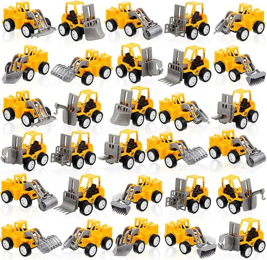 144 Pcs Construction Party Favors for Boys, Mini Construction Vehicles Children's Day Gift, Mini Pull Back Cars Excavator Toys Small Trucks Bulk for Kids Girls Birthday Cake Toppers (Full Set)