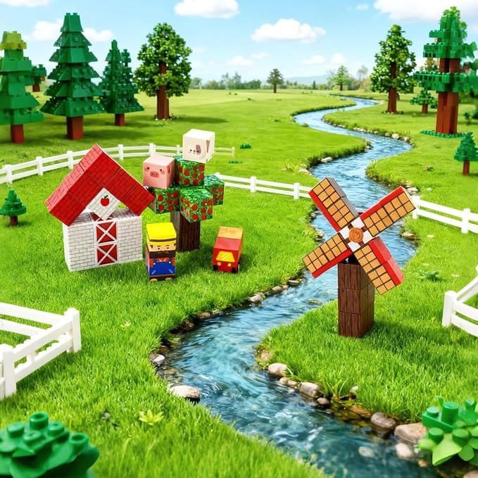 200PCS Large Farm Magnetic Building Blocks, Animals Stacking Magnet Build Cubes Montessori STEM Sensory Educational Game Toys for Kids Boys Girls Christmas Xmas Birthday Gifts