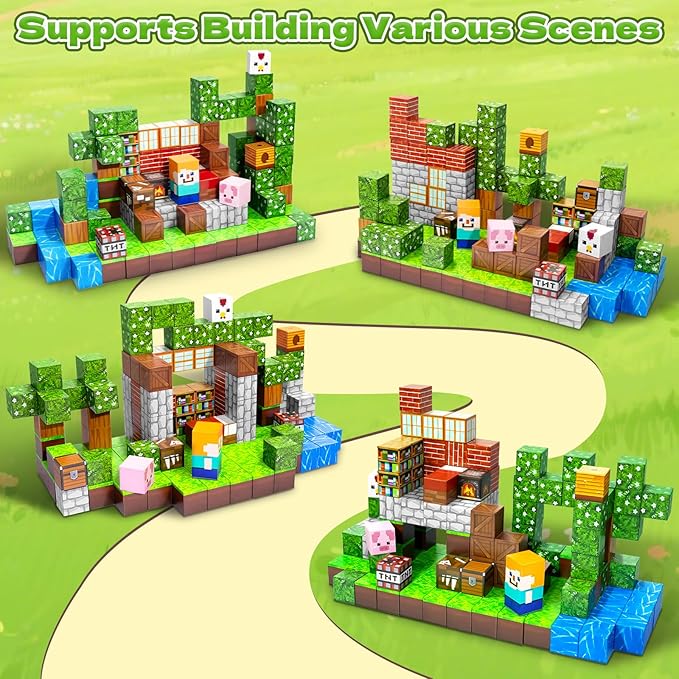 150PCS Magnetic Blocks - 0.8" Magnetic Building Blocks for Kids, STEM Toys, Educational Magnet Blocks, Magnetic Cubes Tiles, Christmas Birthday Gifts for Boys & Girls Ages 3 4 5 6 7 8 9 10