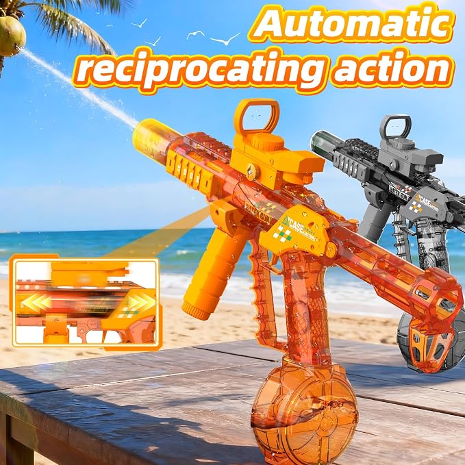 2 Pack Electric Water Guns Toy for Kids Adults, Automatic Water Gun Toys for Kids Ages 4-8 8-12, Adjustable Grip & Folding Stock, 26-32FT Long Range, Summer Pool Outdoor Beach Water Toy for Boys Girls