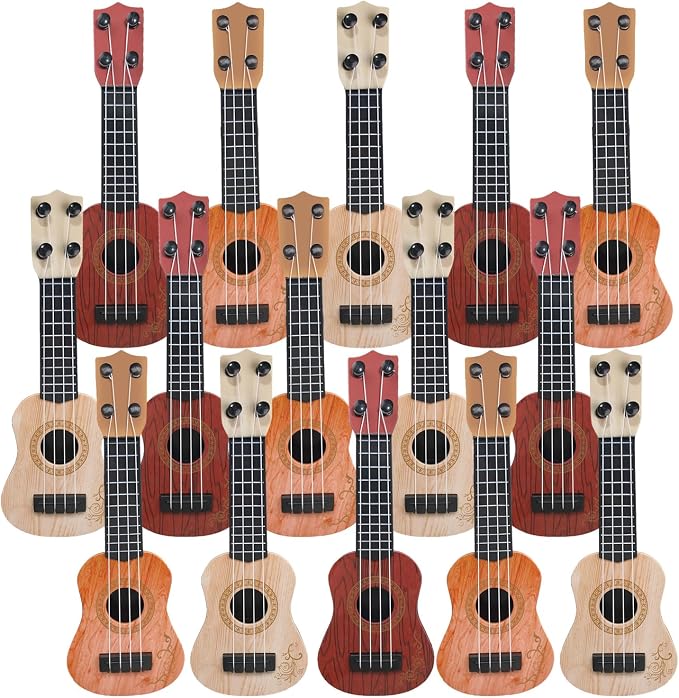 15 Pcs Kids Toy Guitar 10 Inch Mini Classical Ukulele Guitar Toy Beginner Rhyme Developmental Musical Instrument Toddlers Ukulele Guitar Cute Guitar Toy for Toddler Educational Toy Supplies