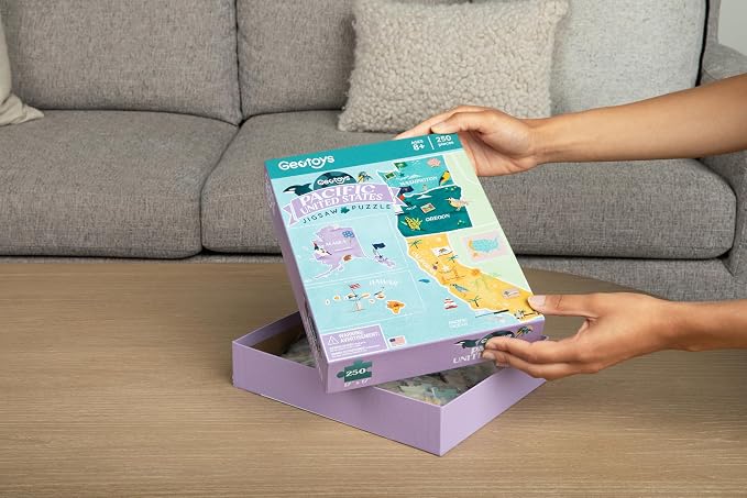 Geotoys Pacific Region Jigsaw Puzzle - Educational and Interactive Map Game - 250 Piece Puzzles - Jigsaw Puzzles for Kids Ages 8-12 - Kids Puzzle Games with Colorful Landmarks