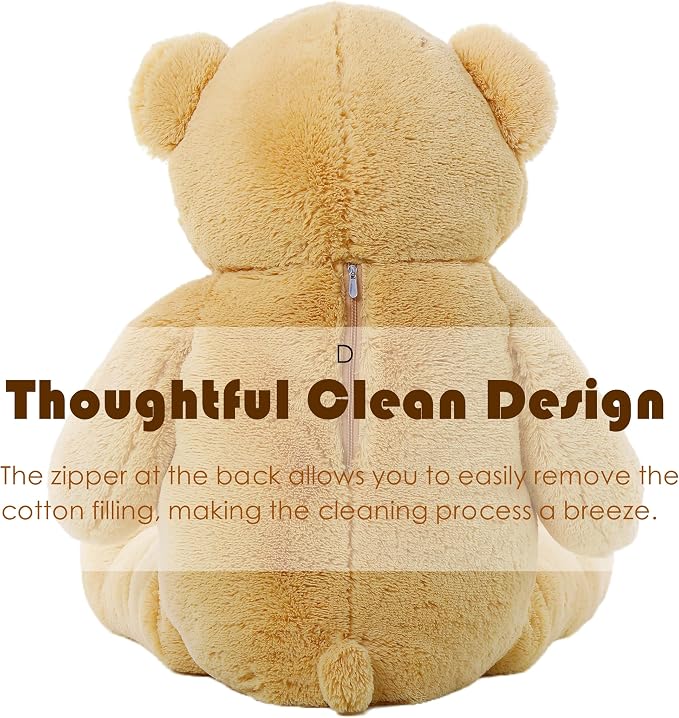Tezituor 59" Gaint Teddy Bear Stuffed Animal,5ft Life Size Big Teddy Bears,Light Brown Cute Soft Plush Toy,Gifts for Kids Girls Boys Girlfriend Valentine,Christmas,Birthday,Baby Shower,Wedding Party