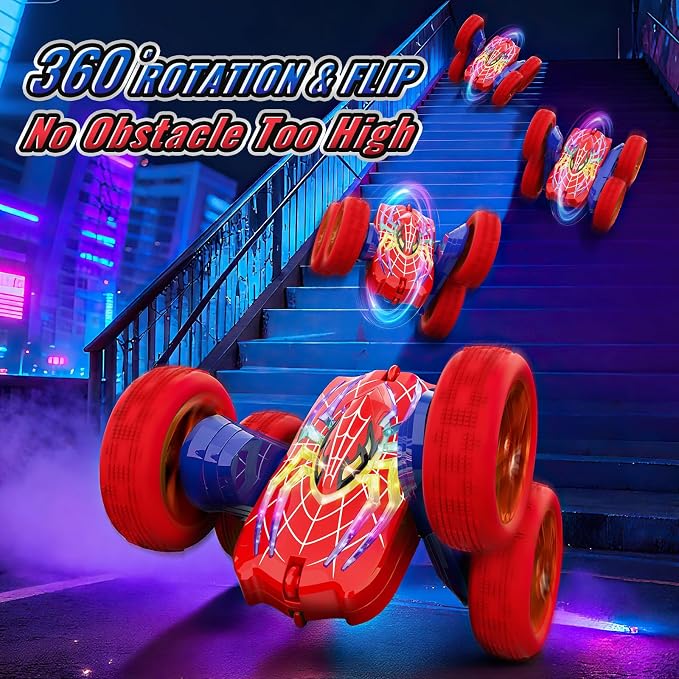360°Flip Rc Cars Toys with Glowing Hero Eyes & Legs, 2.4GHz Drift Stunt Remote Control Car, 4WD & Double-Sided Race Car, Birthday Gifts Toys for 3 4 5 6 7 8 9 10 11+ Year Old Boys Age 3-4 4-6 6-8 8-12