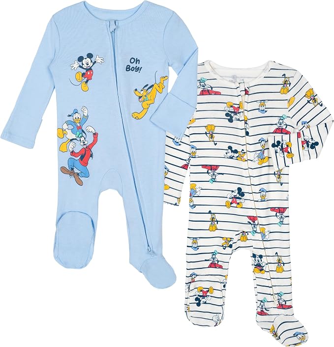 Disney Baby Boys' 2-Pack Footed One-Piece Sleep N' Play Newborn to Infant