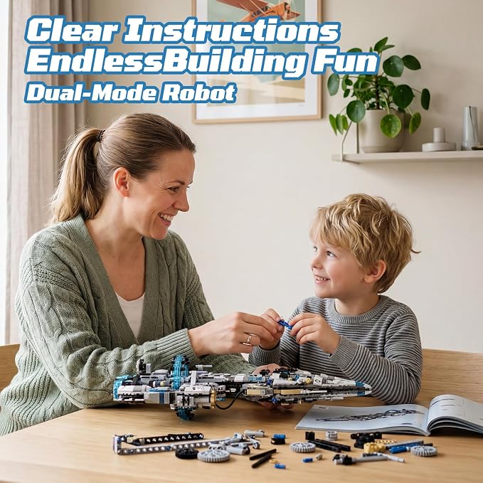 HPROMOT 2-in-1 STEM Robot Building Kit, 1468 PCS APP & Remote Control Space Robot Toys for Kids Ages 8-16, Engineering Technic Coding Robotic Kit, Educational Science Set Birthday Gift for Boys Girls