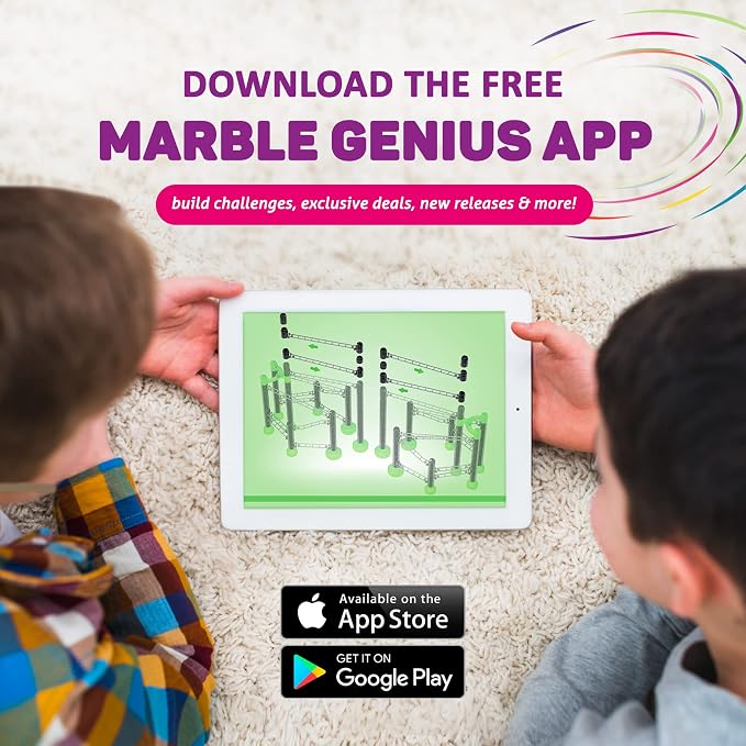 Marble Genius Marble Run Pipe & Sphere Accessory Add-on Set - 10 Pcs Total (4 Pipes, a Ramp, 5 Spheres), Alternating, Straight, & Tubes for Creating Exciting Mazes, Tracks, Runs, and Races