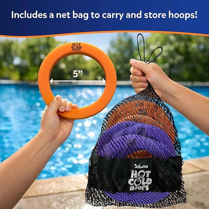 Skillmatics Pool Game – Hot ’N’ Cold Hoops, Fun Team Swimming Pool Toy for Kids, High-Energy Summer Game for Boys & Girls Ages 7, 8, 9, 10, 11 & Up, 4-12 Players, 8 Floating Hoops