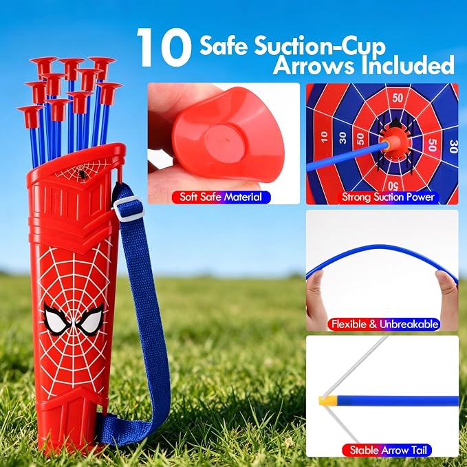Bow and Arrow for Kids,LED Light Up Archery Set with 10 Suction Cup Arrows, 1Target, 3 Score Targets & 1 Quiver- Indoor Outdoor Sport Gifts for Boys Girls Ages 4 5 6 7 8 9 10 11 12