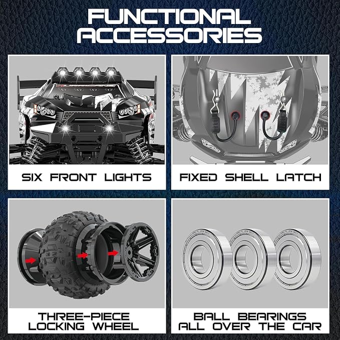 X-TMAGA 1:14 Scale All Terrain RC Cars for Adults & Boys (HS14323), Max Fast 40+ KPH, 4WD Off-Road RC Truck for Snow & Sand & Mud, 4X4 Waterproof Remote Control Car with 2 Rechargeable Batteries