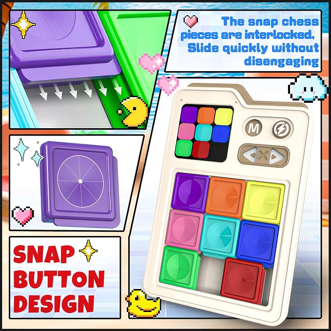 SMILESSKIDDO Kids Games Super Slide Puzzle, Original 1000+ Challenges & 3 Modes, Brain Teaser Puzzles, Travel Toys Electronic Sliding Gifts for Boys & Adults, Fun Unblocking Logic Toy for Kid