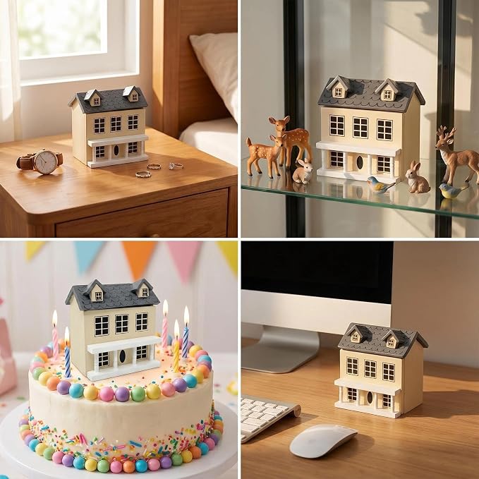 Miniature Villa Model Wooden Tiny House Compact Dollhouse Mini House Storage Decoration Ornament Accessory for Tabletop Display