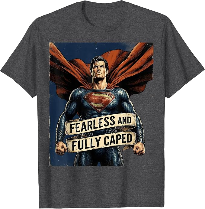 Fearless and Fully Caped Superhero Design T-Shirt