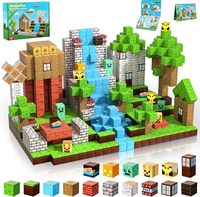 Magnetic Blocks-100PCS Magnetic Building Blocks Magnetic Tiles Stacking, Build Magnet Forest Set, STEM Montessori Sensory Toys for Kids Boys Girls Ages 3 4 5 6 7 8 9 10 Christmas Birthday Gifts