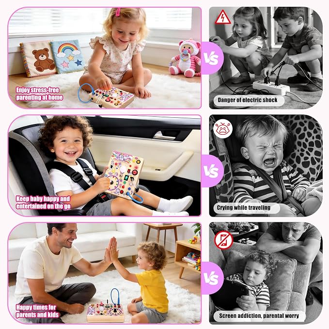 Konijiwa Busy Board - Montessori Toys for 1-3 Years Old Boys & Girls | Sensory Toys for Kids with Autism | Toddlers Learning Activity for Early Development (Unicorn Busy Board v2)