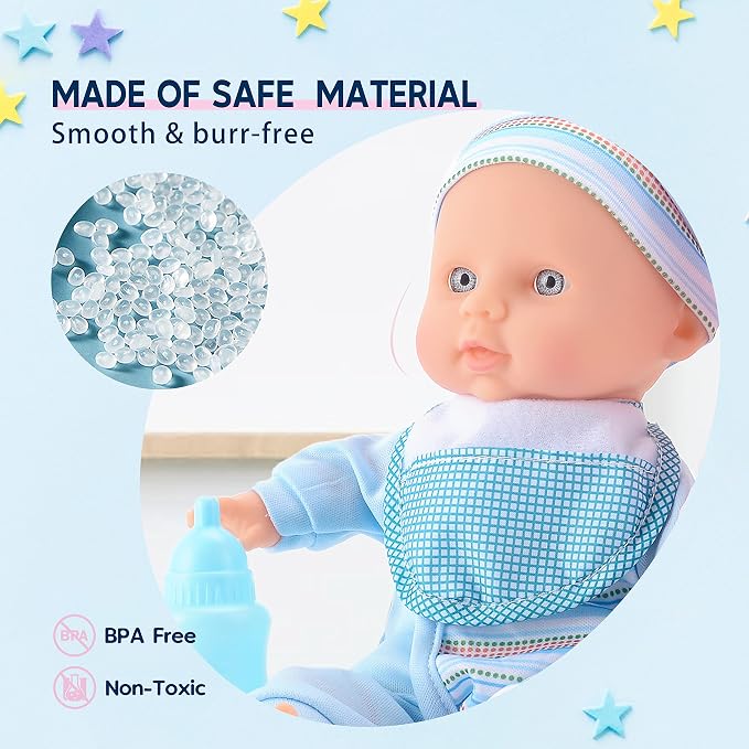 Toy Choi's Twin Baby Dolls 12 inch Soft Body Doll Set, Babydoll Playset with Rompers, Hat, Pacifier and Doll Bibs, Gifts Toys Toddlers Kids Boys and Girls