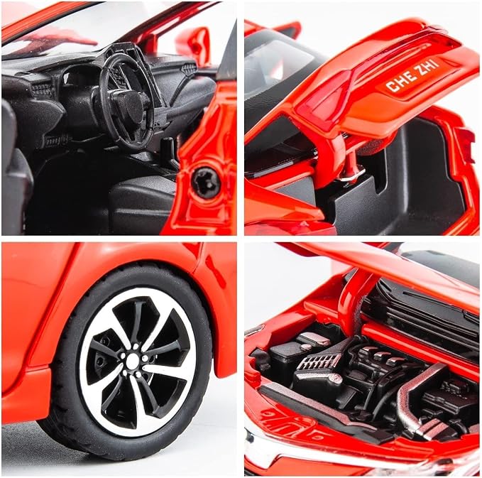 BDTCTK Compatible for 1:32 Corolla Model Car, Zinc Alloy Pull Back Toy Car with Sound and Light for Kids Boy Girl Red