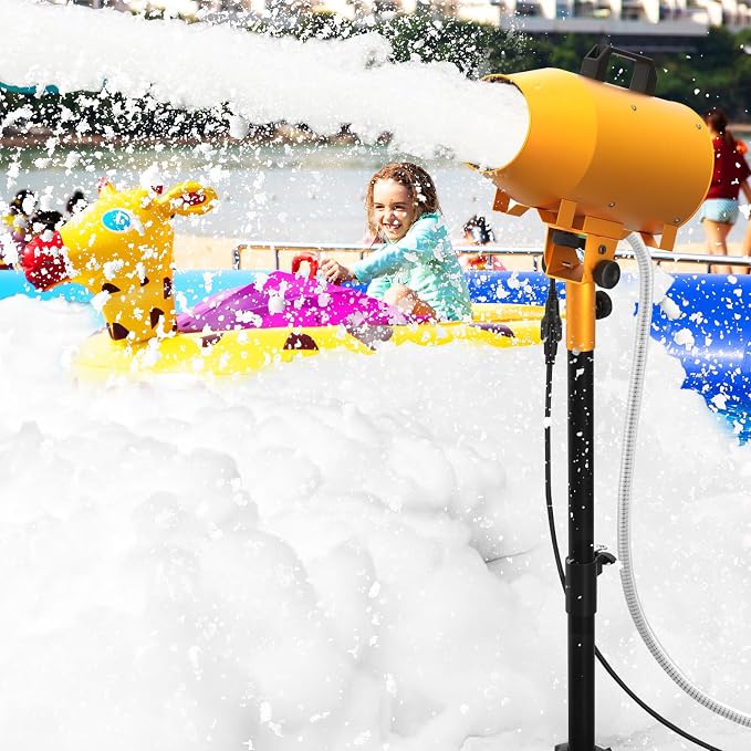1000W Foam Machine for Foam Party, 3–5m Spray Distance Foam Cannon, Iron Barrel Body, Waterproof Control Box, Water Pump, 4-Position Adjustable Tripod Stand, AC110V Outdoor Foam Maker
