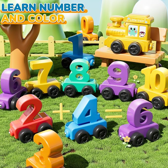 JUKUDAHU Magnet Number Train Set for Toddlers 3-4 Years Old - Counting Toy, Color Sorting Toy, Preschool Educational Activities, Learning Toy, Train Birthday Gifts for Boys Girls 3 4 5