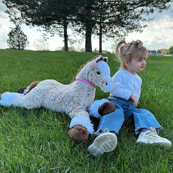 Tezituor 3ft Large Realistic Horse Stuffed Animal, 35 Inches Big Stuffed Pony Plush Toys for Boys Girls, Hugging Soft Horse Plush Body Pillow Christmas Birthday Gift