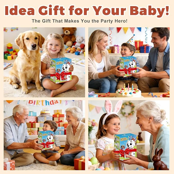 Zerhunt Leak-Proof Bubble Machine for Toddlers: Automatic Bubble Blower with Cute Dog Design, Lights & 150ML Tank - Durable Bubble Toy Gift for Kids Ages 3-7 - Idea for Party, Outdoor, Birthday