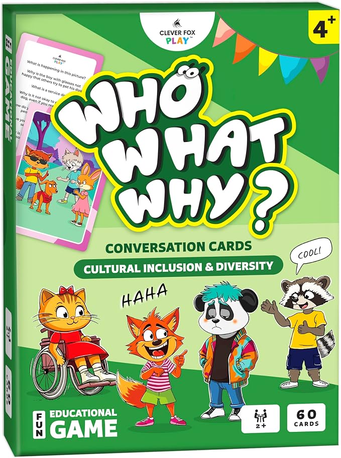 Who What Why Cultural Diversity & Inclusion Cards for Kids – SEL Game for Empathy, Disability, Social Awareness & Coping Skills – Learning Culture & Traditions Conversation Cards, Ages 4+