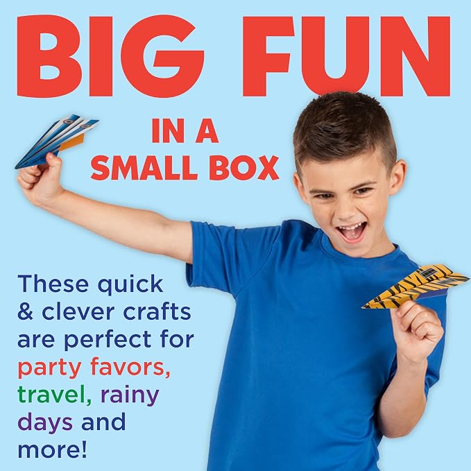 Creativity for Kids Paper Airplane Squadron - Create 20 Paper Airplanes | Fun Summer Crafts | Mini Craft Kit for Boys, Small Gift for Boys, Kids Activities (Ages 6+)