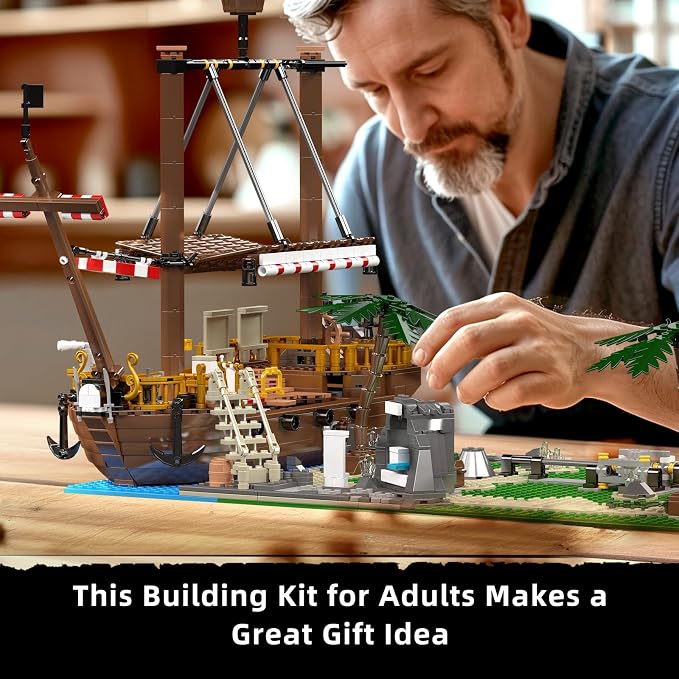 Mould King 11013 Roller Coaster Amusement Park Building Set, Fairground Theme Park Kit with Rollercoaster & Pirate Ship, Ideal Gift Model Building Kit for Adults (2174 Pieces)
