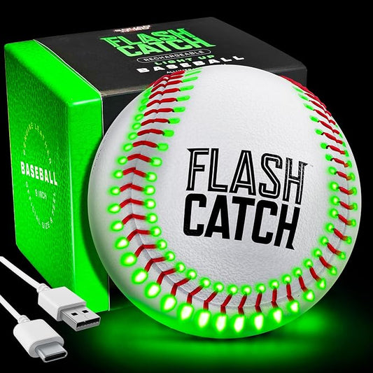 FlashCatch Rechargeable Light Up Baseball - Sports Gifts for Boys - Ball Accessories Gear Gift Ideas for Teenage Boy - Glow in Dark Balls - Cool Stuff for Teen Kids Age 8, 9, 10, 11, 12, 13, 14 Year
