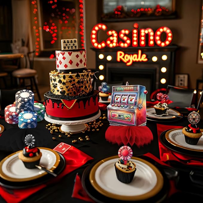 12 Pack Casino Table Decorations - Casino Party Decorations for Adults' Birthday and Themed Events - Casino Table Toppers