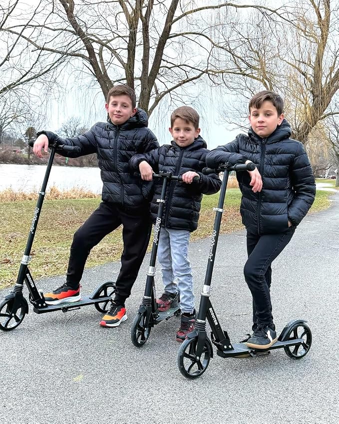 Nattork Kick Scooter for Kids 6+ Years Teens Adults - 220LB Weight Capacity, Front Shock Absorber and Adjustable Handlebar - Smooth Ride with 8" Sturdy Wheels, Ideal for Outdoor Sports